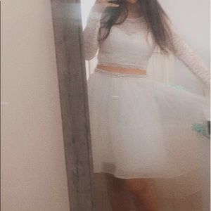 Long sleeve, glitter laced, two piece, prom dress!